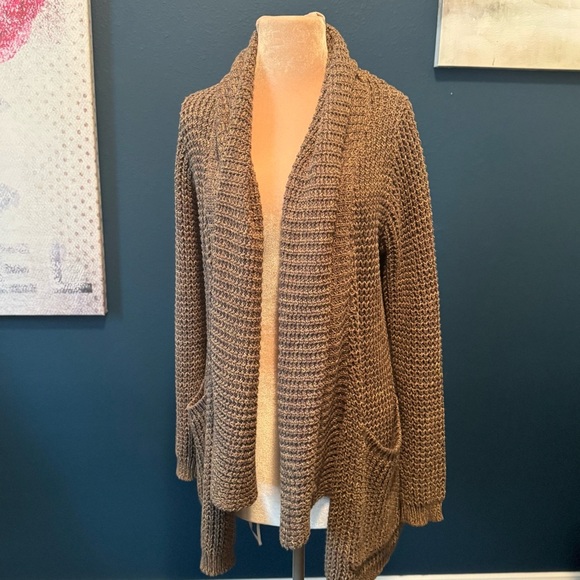 LINE Knitwear Waffleknit Cotton Knee Length Cardigan M - Picture 2 of 9